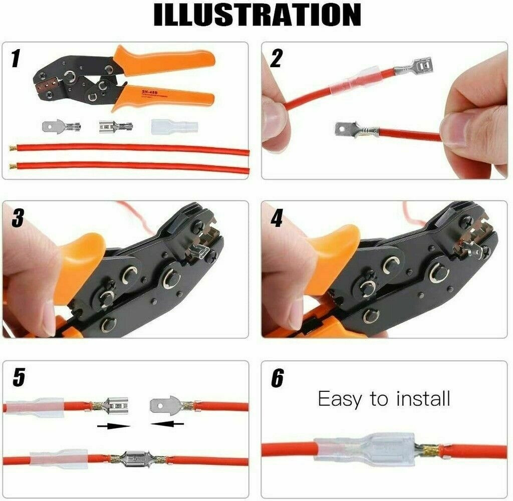 450PCS Female Male Spade Connectors Wire Crimp Terminals Set 2.8mm/4.8mm/6.3mm