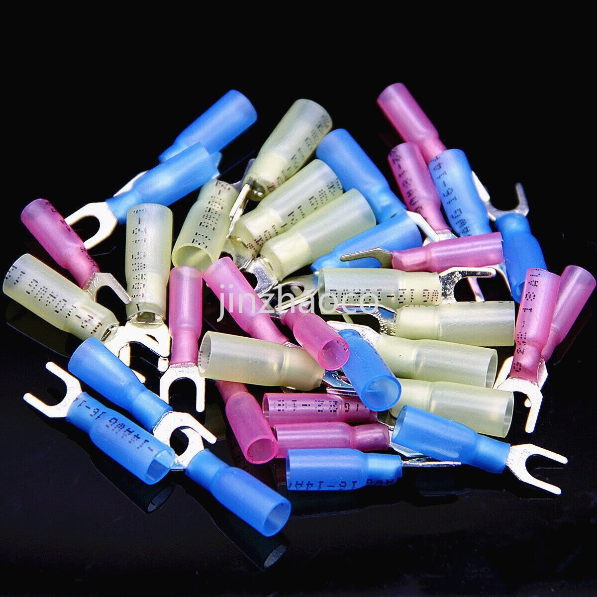 120PCS，22-10AWG， Insulated Heat Shrink Fork Terminals Crimp Wire Connectors