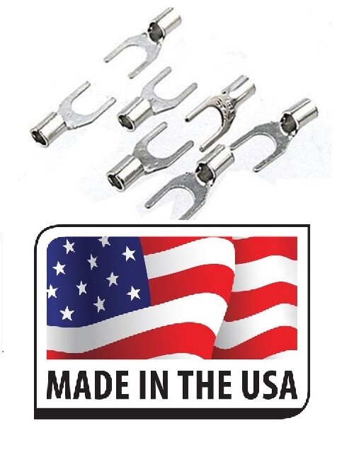 (50) 12-10 1/4″ NON-INSULATED FORK SPADE UNINSULATED CONNECTOR MADE IN USA 1/4