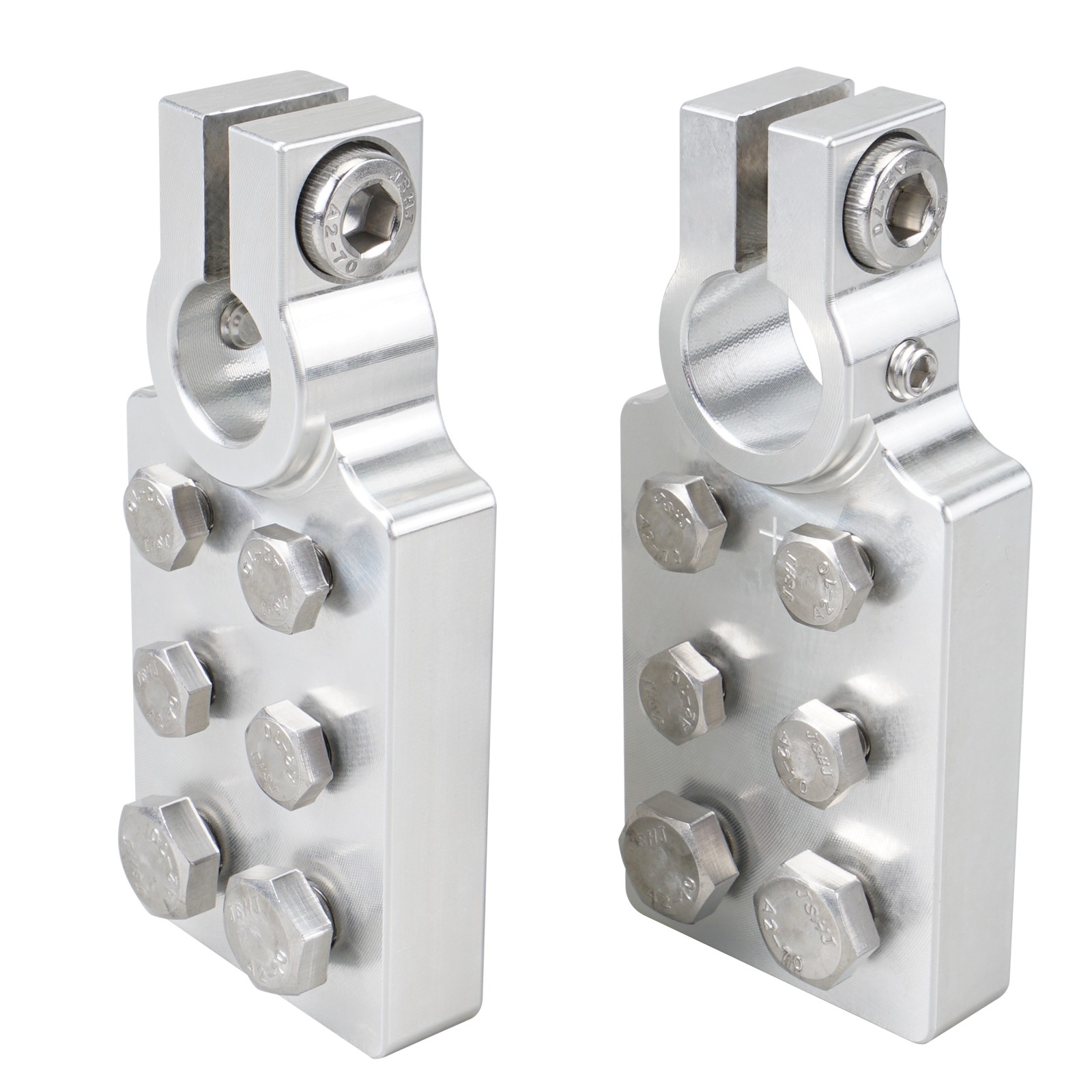 6 Spot Car Audio For SAE Post Style Flat Battery Terminal Clamps Lead Pair
