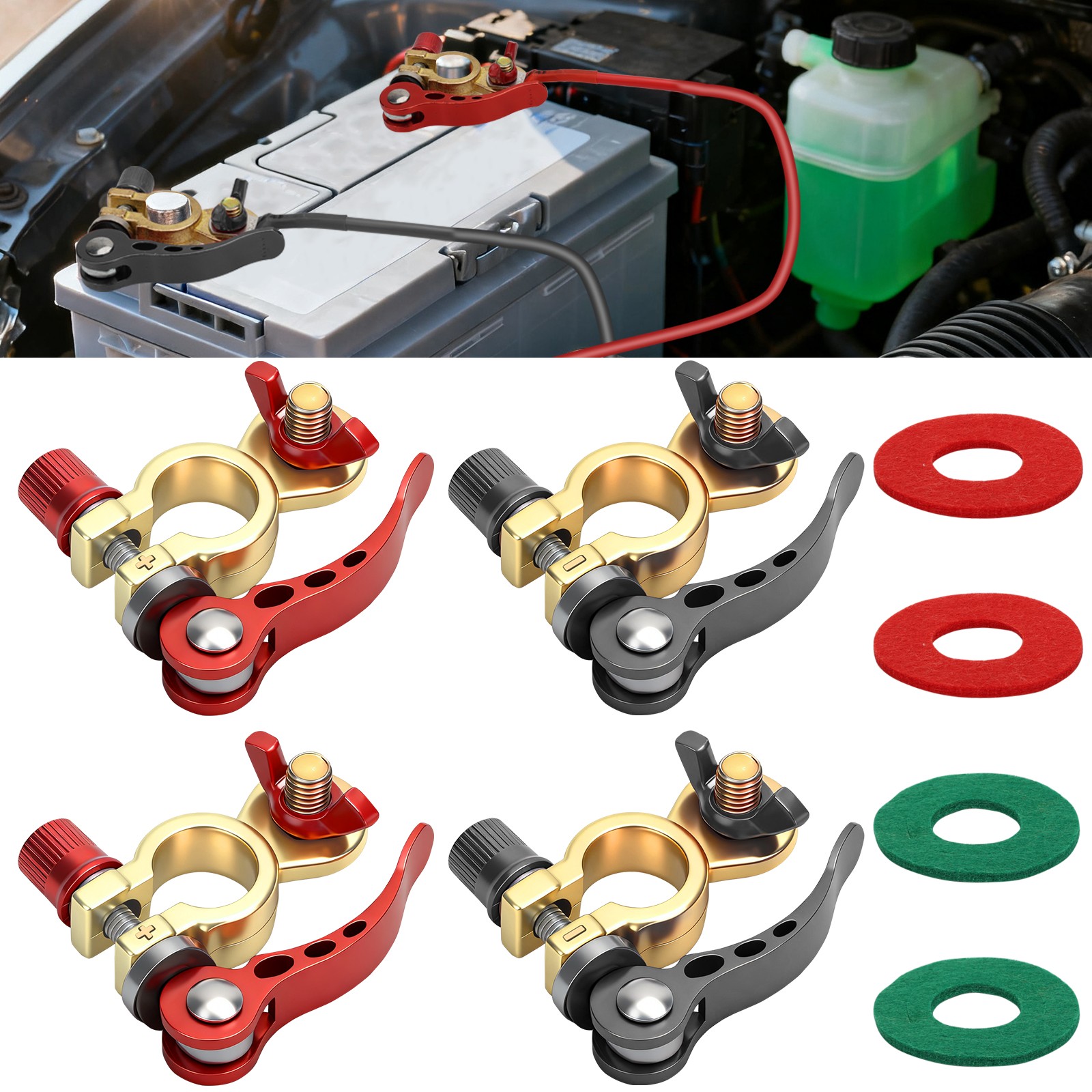 Universal Car Battery Terminal Connector Quick Release Disconnect Clamp 12V 24V