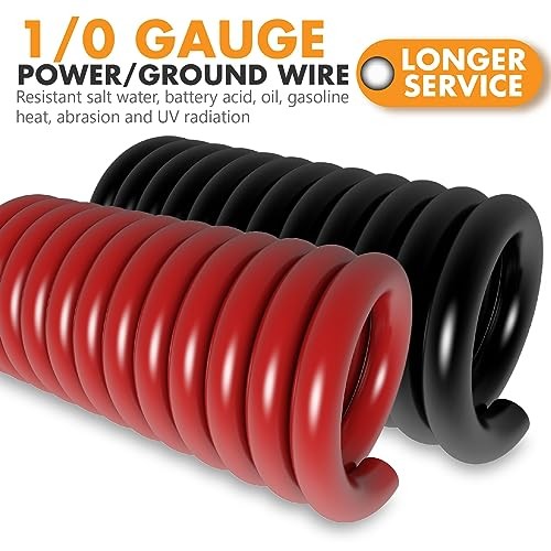 1/0 Gauge CCA Wire Kit 20ft Red & Black – Car Amp 40FT Wire + Cutter
