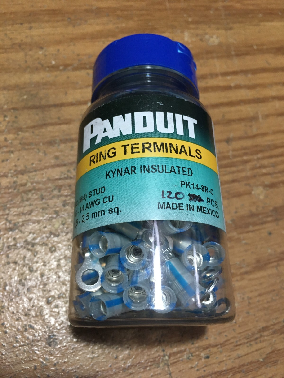 Panduit® – 14-8R-C Ring Term KYNAR insulated 18 – 14 AWG #8 Stud Size Qty 120