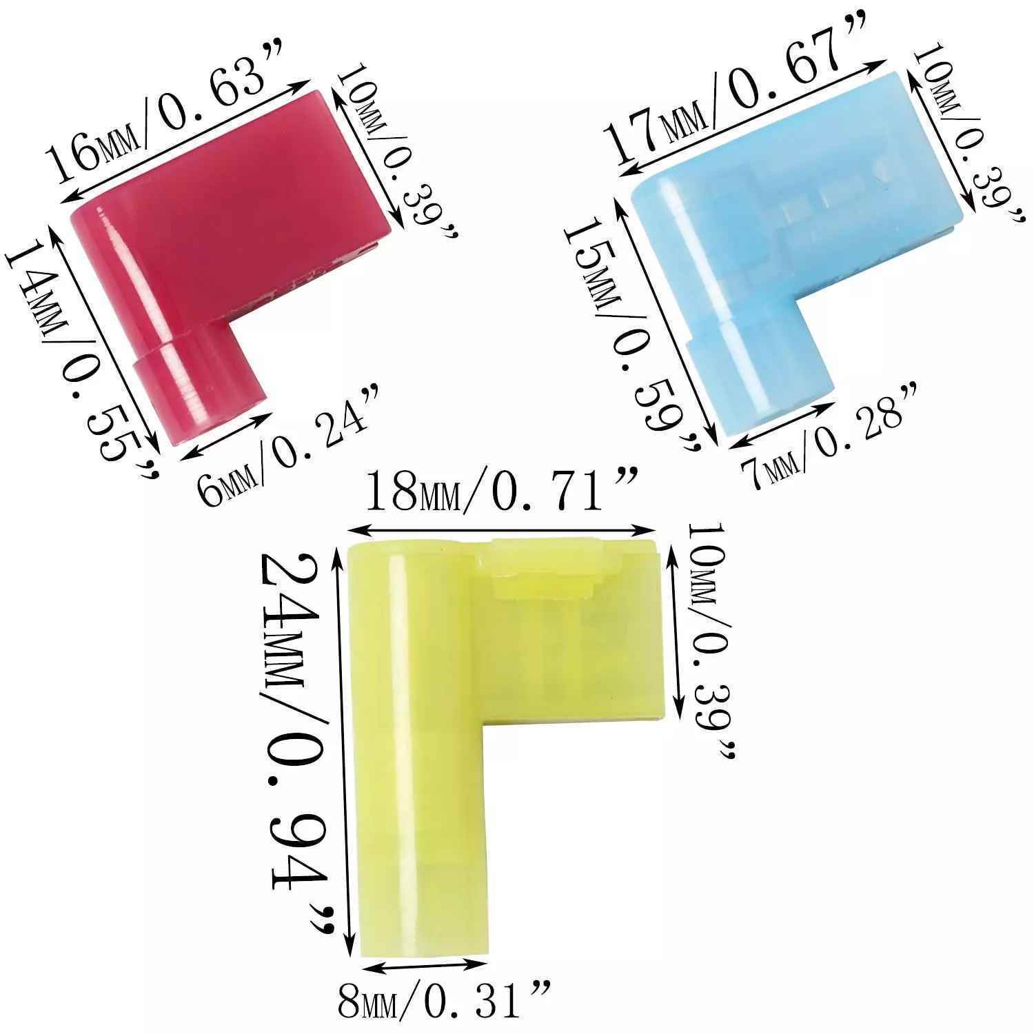 Fully Insulated Quick Disconnects 22-10 AWG Wire Connectors Flag Spade Terminals