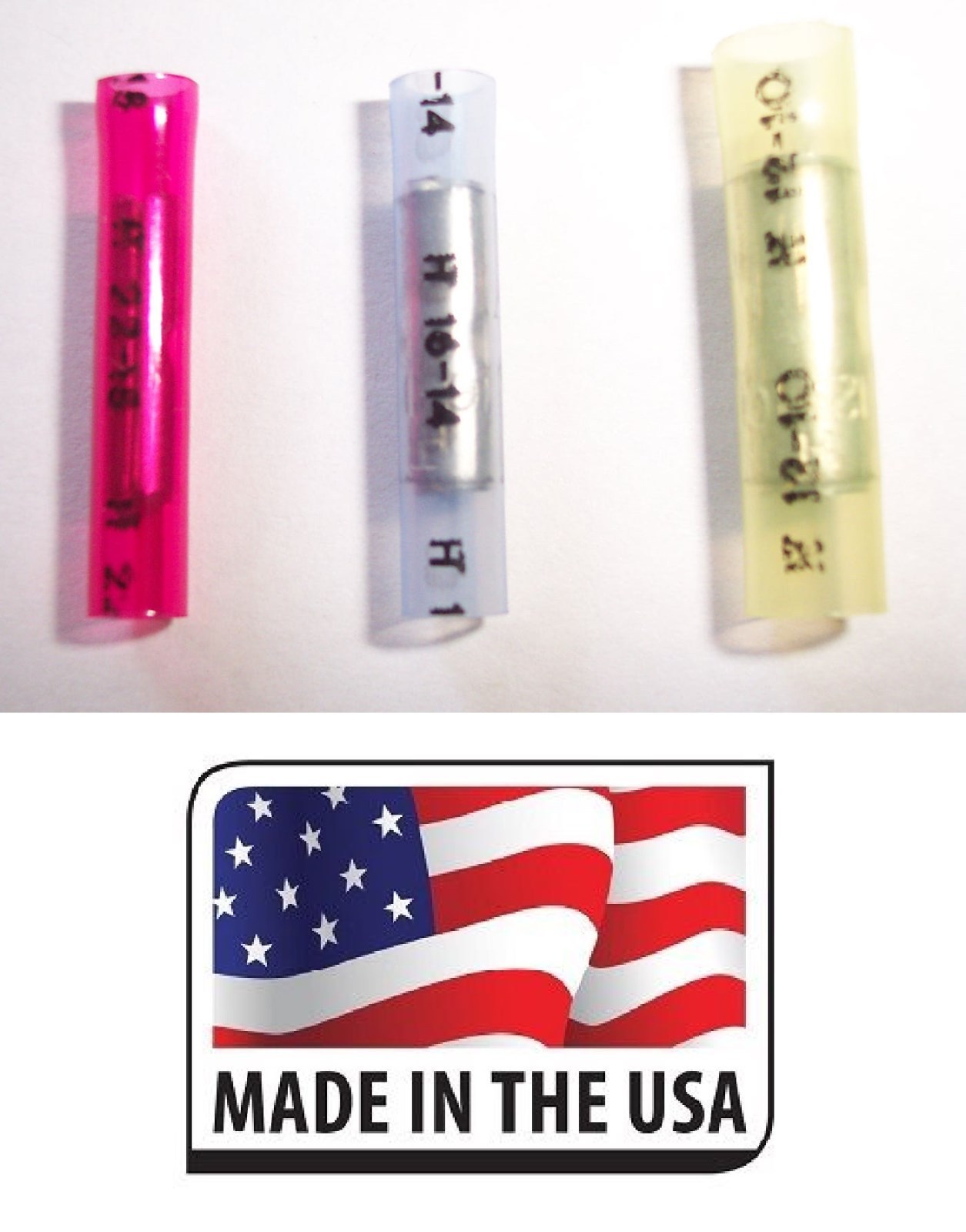(250)BUTT CONNECTOR NYLON STRAIGHT 22-18 16-14 12-10 TERMINAL MADE IN USA