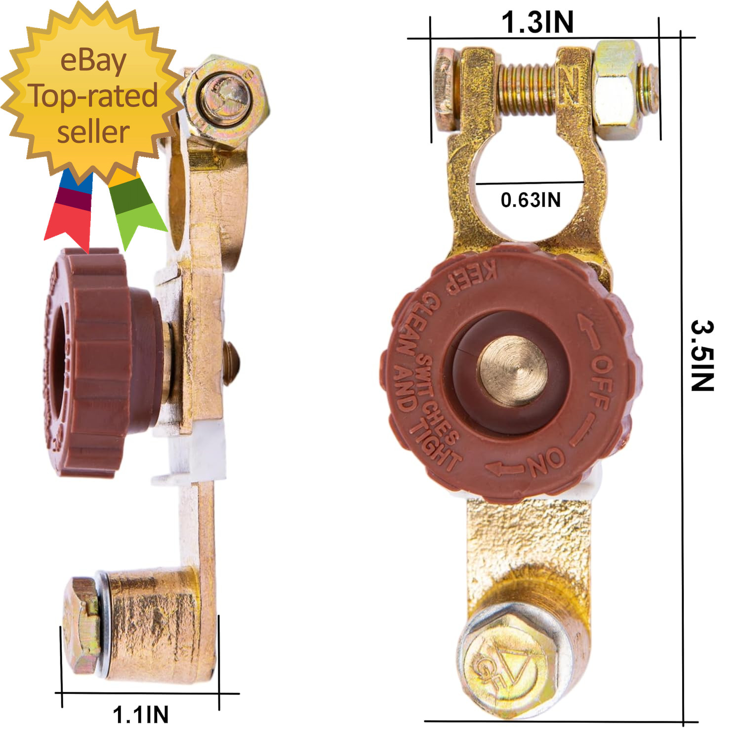 Top Post Battery Disconnect Switch with Anti-Corrosion Washers-12V/125A