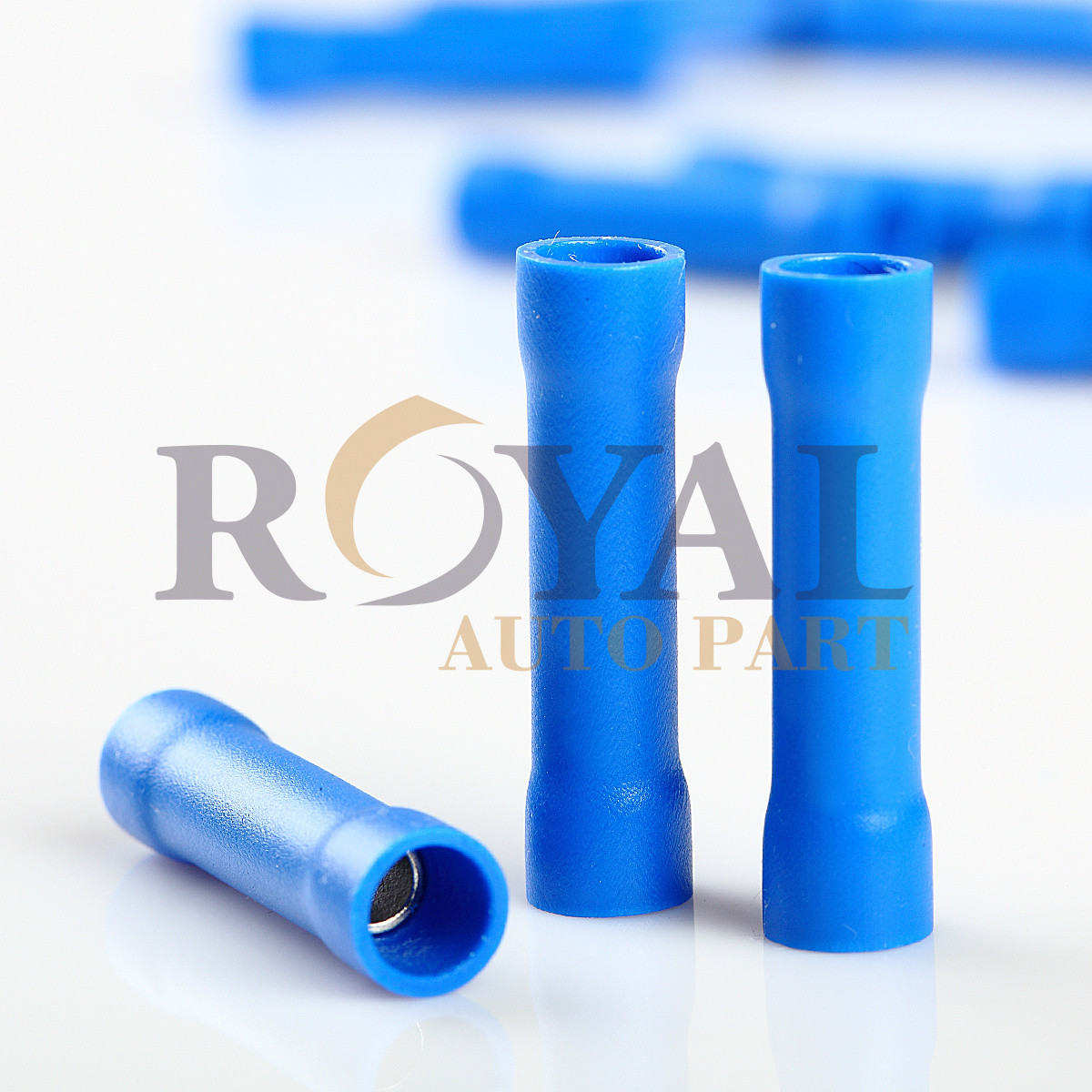 (100) Vinyl Butt Connector Blue 16-14 Gauge wire Crimp Type Insulated