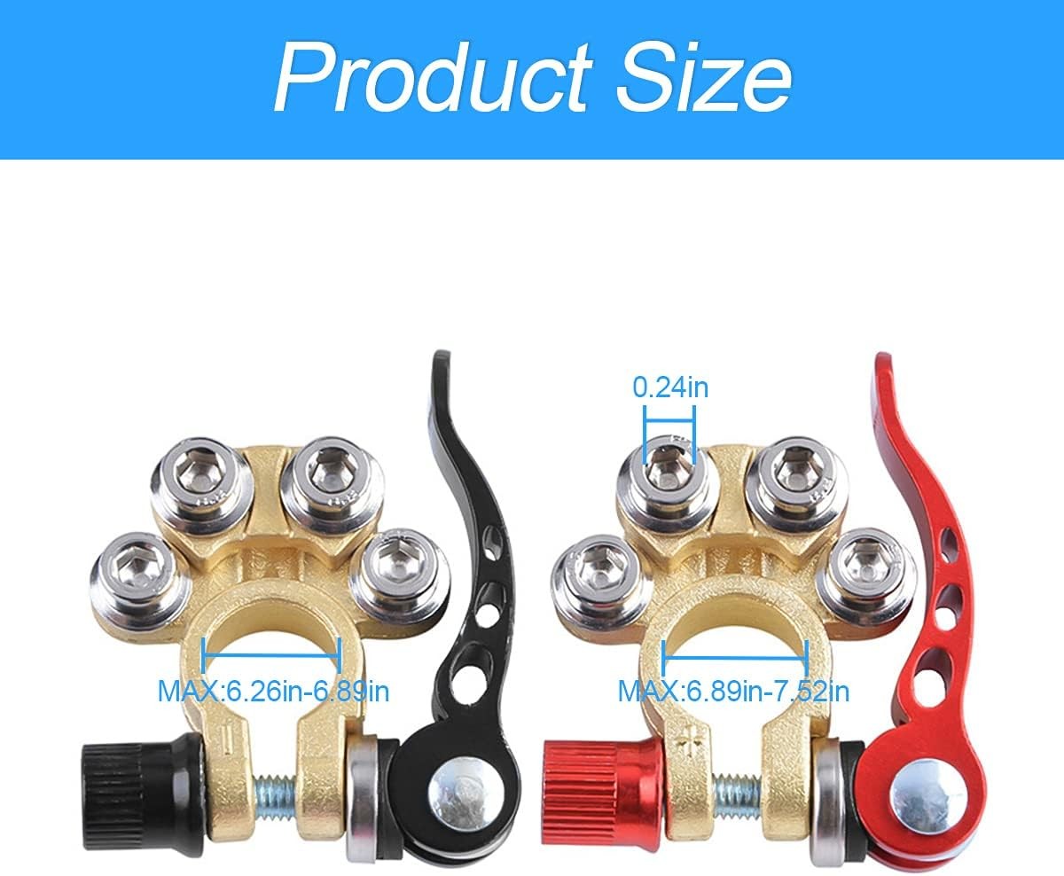 Car Battery Terminal Connectors, 2 Pcs 4 Way Quick Release Disconnect Car Batter