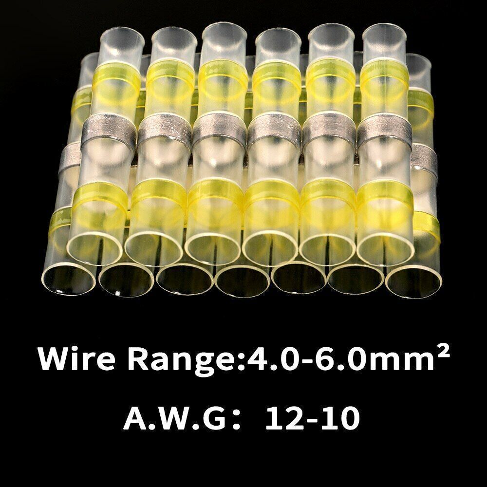 50PCS 22-10AWG Solder Seal Sleeve Heat Shrink Butt Wire Connectors Terminals