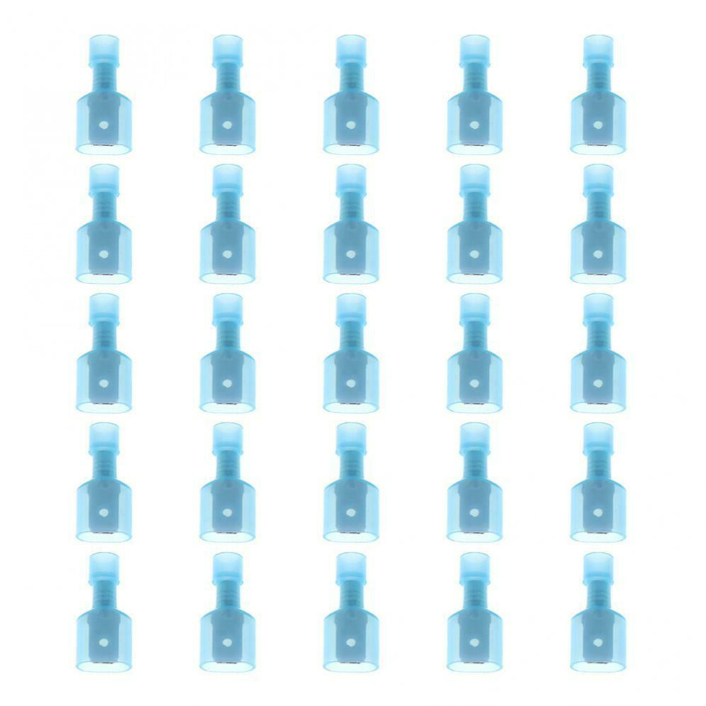 100Pcs Blue 16-14AWG Fully Insulated Male Spade Crimp Terminal Wire Connectors