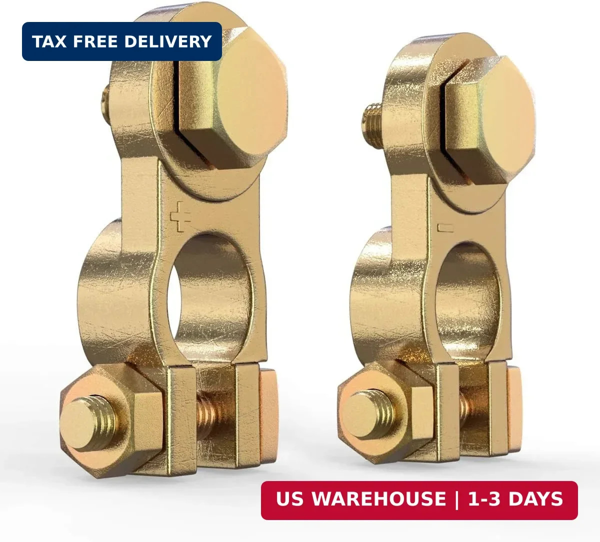2Pcs Solid Brass Battery Terminal Connectors, Heavy Duty Thickened Copper Alloy