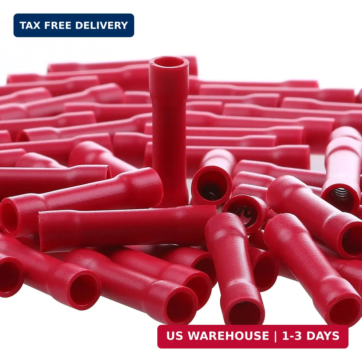 AIRIC UL Listed Red Butt Connectors Crimp Splice Terminals 100 pcs 22-16 AWG Ele