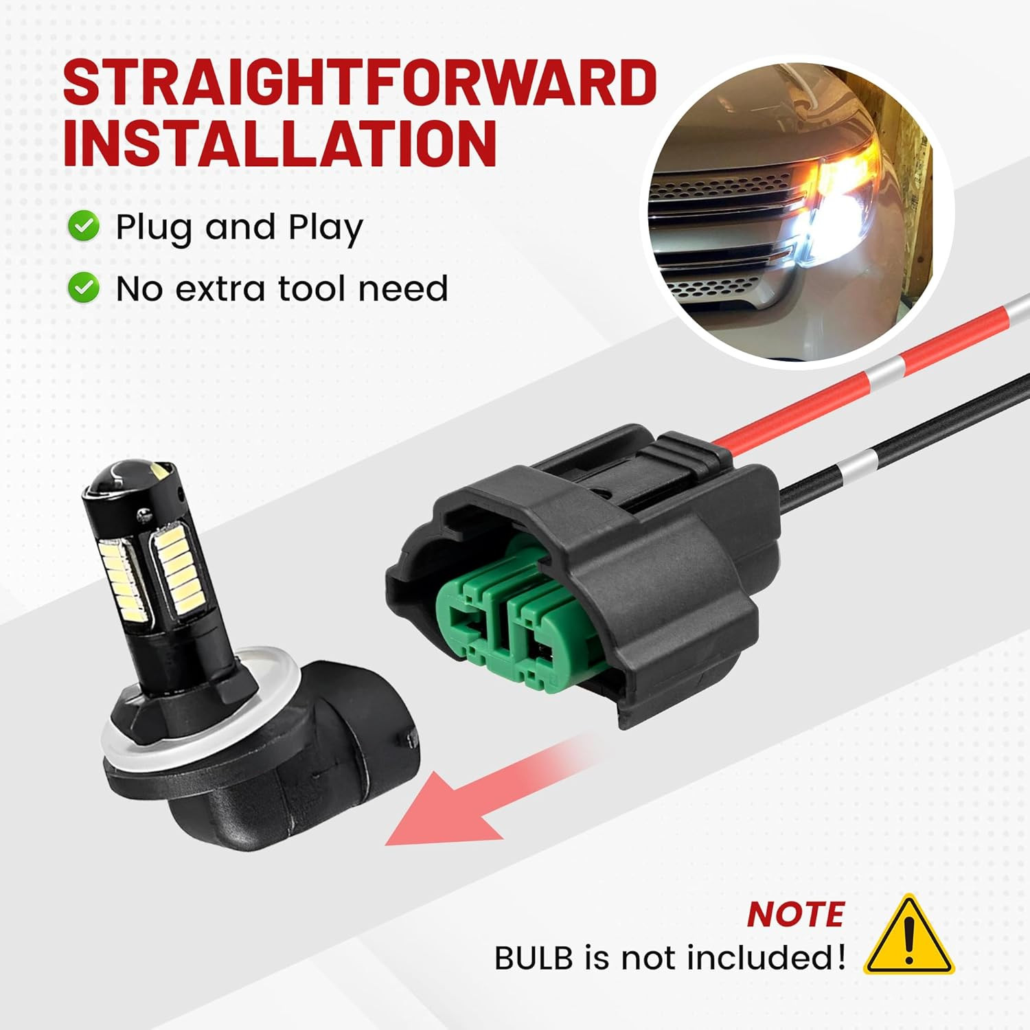 H8 H9 H11 880 881 Female Adapter Wire Connector Replace OEM Headlight Fog Light