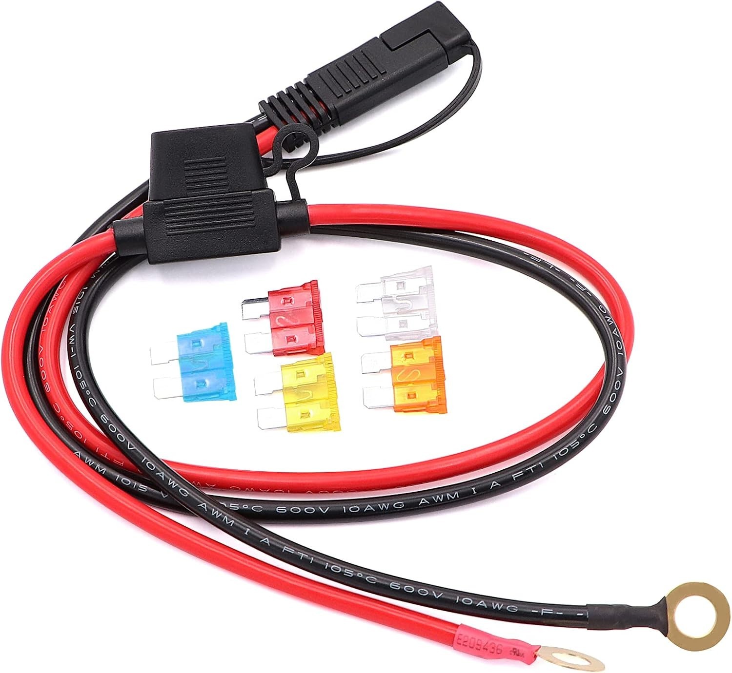 10AWG 2FT Charger Cable, SAE to O Ring Terminal Quick Disconnect Harness, 2 Pin