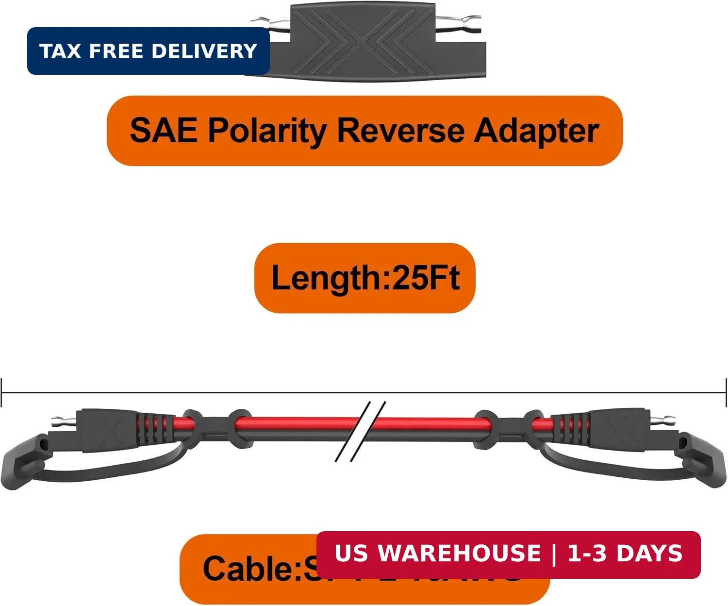 OYMSAE 12Feet SAE to SAE Extension Cable Quick Disconnect Connector 16AWG,for Au