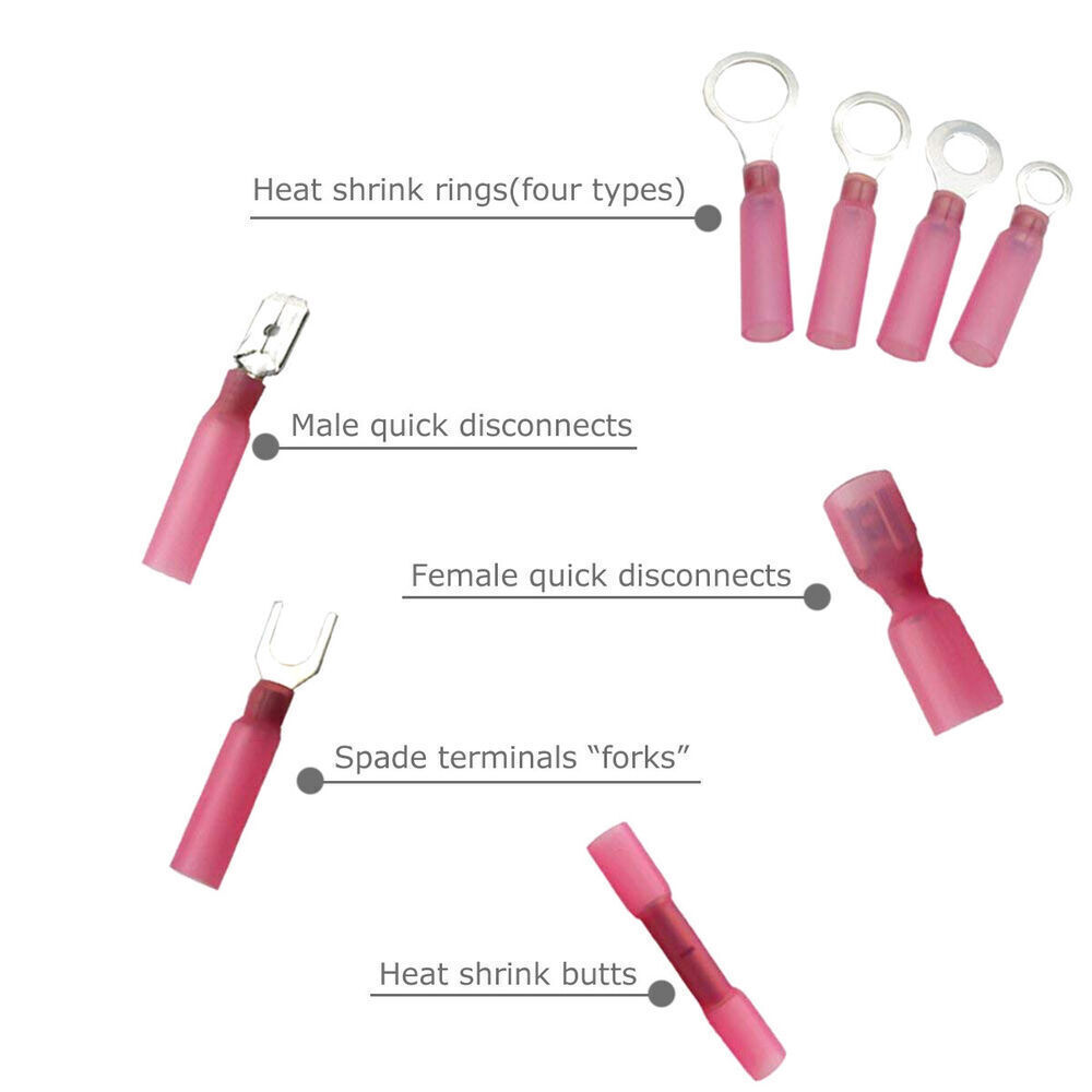 Heat Shrink Wire Connectors Electrical Ring Fork Spade Crimp Terminals Kit