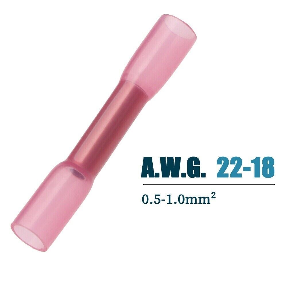 1000-100PCS Heat Shrink Waterproof Wire Connectors 22-16 AWG Butt Seal Terminals