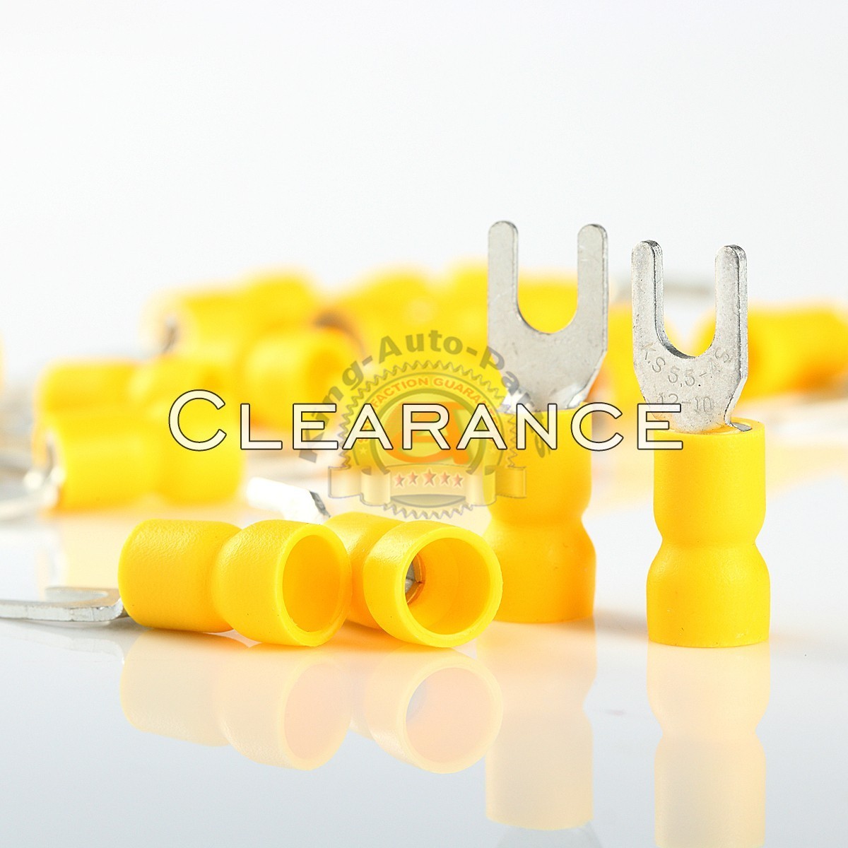 100pcs #8 Yellow SPADE TERMINAL 16-14GA VINYL INSULATED CRIMP WIRE CONNECTOR