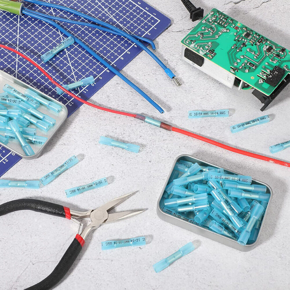 50PCS 14-12AWG Heat Shrink Butt Connectors Marine Crimp Wire Splice Terminals