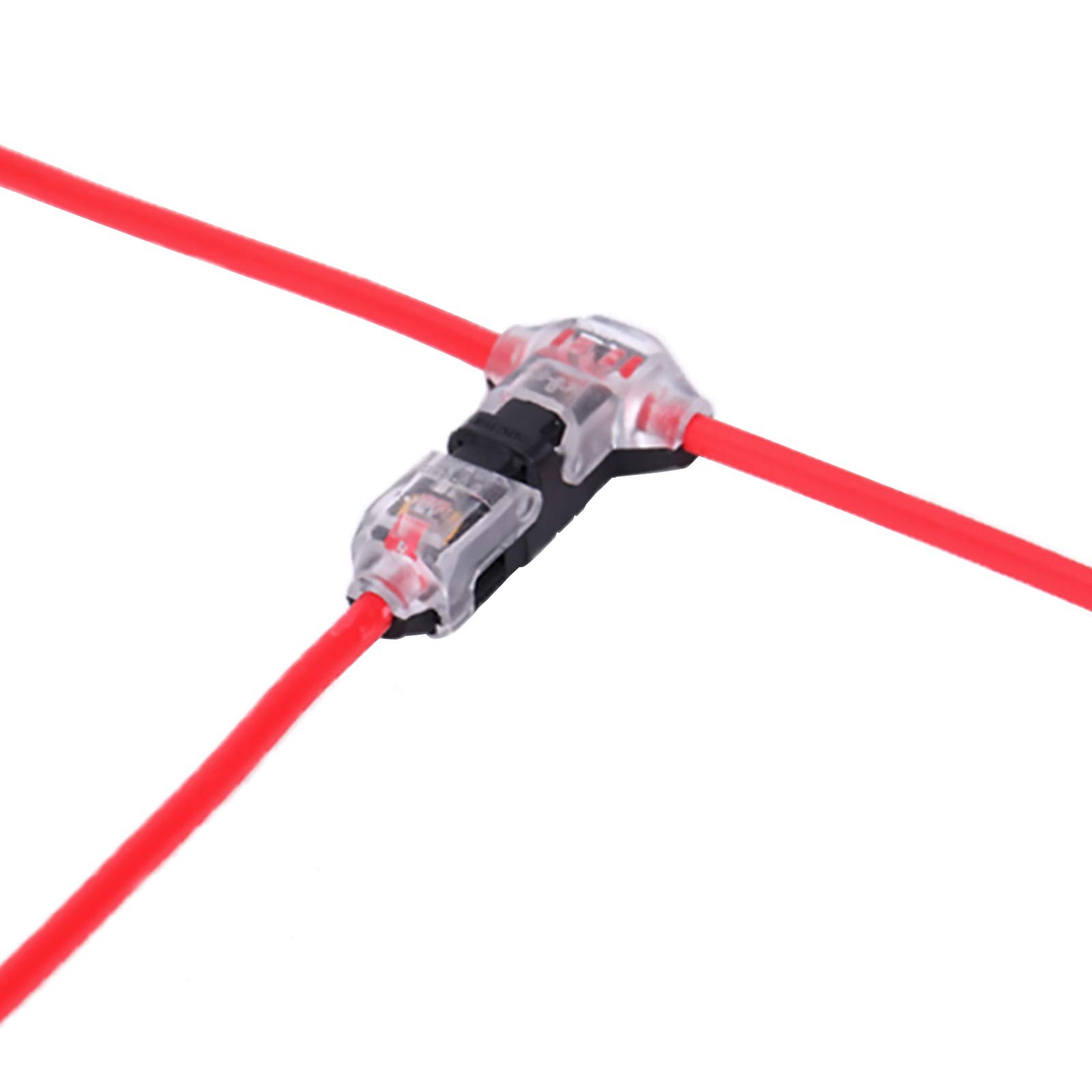 Brightfour Low Voltage Wire splice connectors – T Type 1 Pin 12 Pack, Red