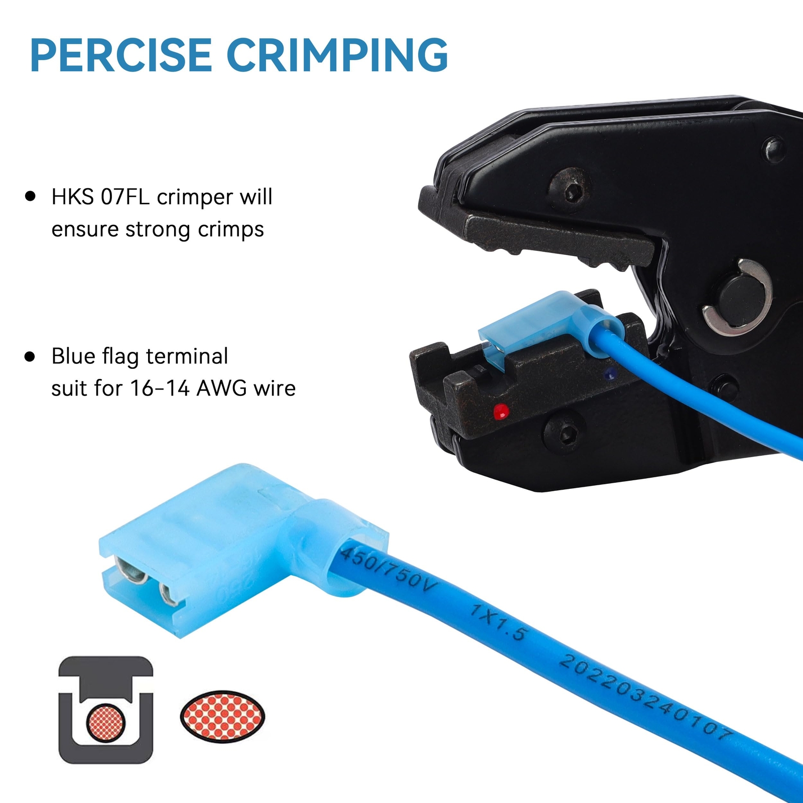 100 PCS Spade Terminals Female – Blue 16-14 AWG – Nylon Quick Disconnect Wire