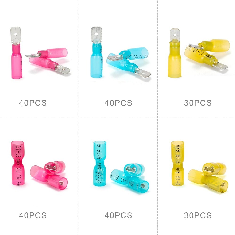 220 Waterproof Heat Shrink Wire Spade Connectors Crimp Terminals Solder Seal kit