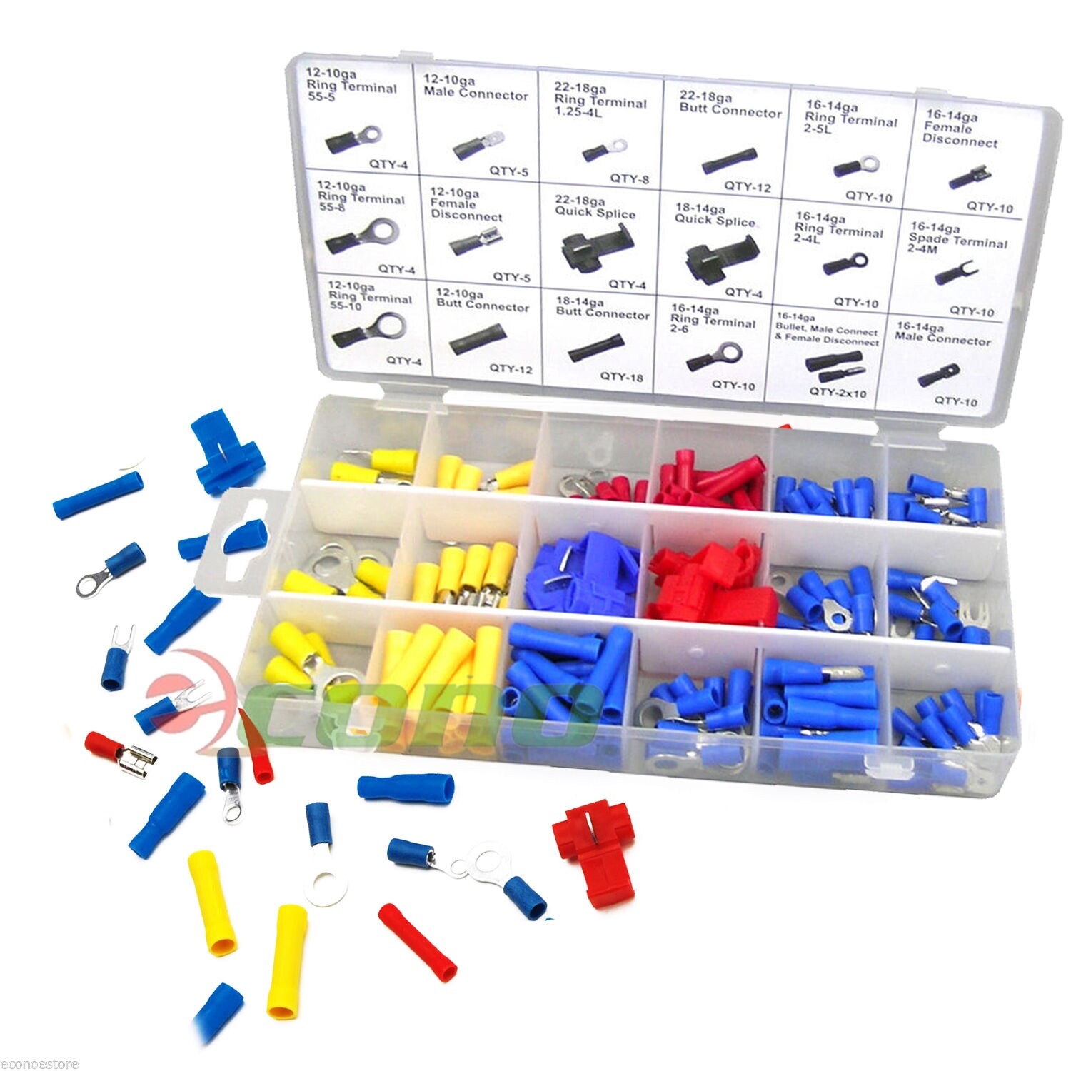 New 160 Pc Terminal Assortment kit Ring Butt Spade Male Female Bullet set