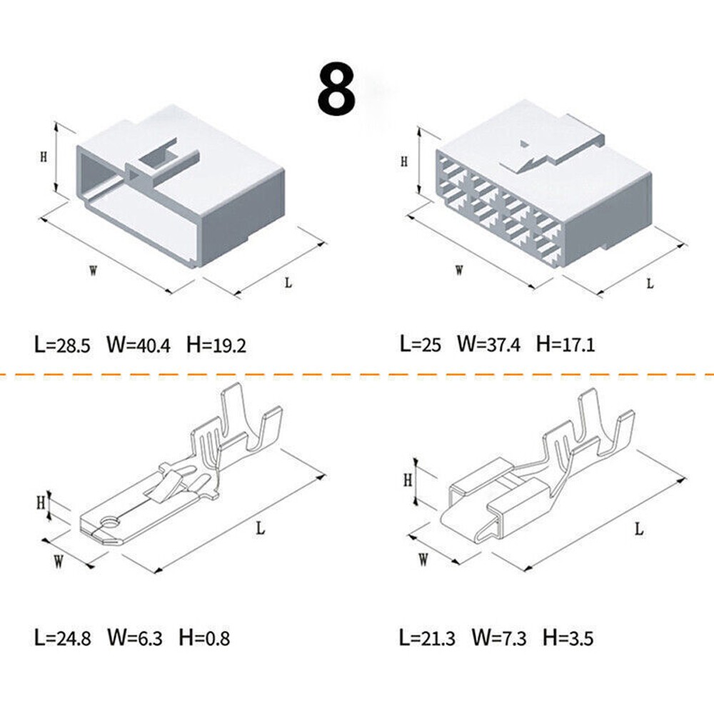 2 to 8 Way 6.3mm Pin Plug CONNECTOR Electrical Multi Terminal Block Wiring 20pcs