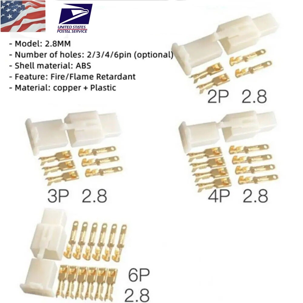 5/10 sets 2.8mm 2/3/4/6 Way Male&Female Motorcycl Car Connector Plug Socket Set