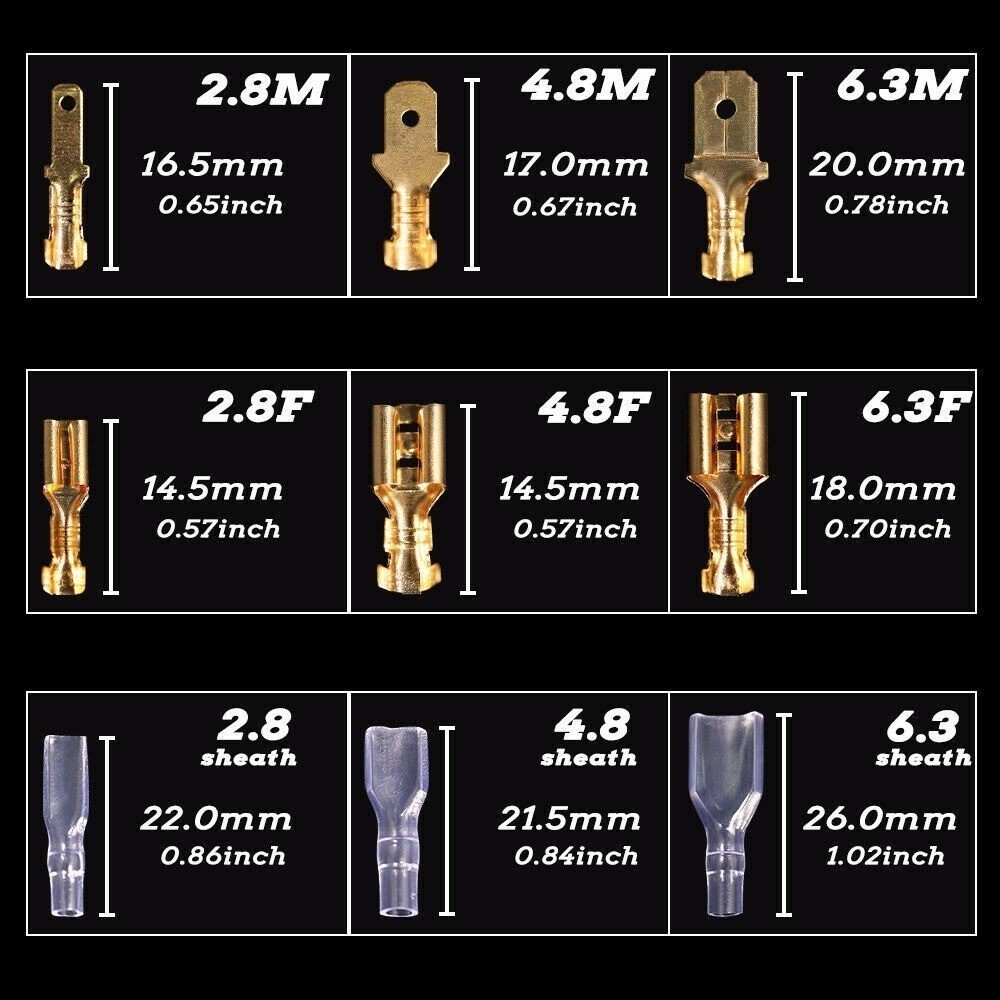 450/900X Assorted Insulated Crimp Spade Terminals Electrical Wire Connectors Kit