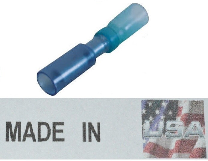 (25) 14-16 AWG Ga Blue (Female) 3M Heat Shrink Insulated Bullet Terminal .180″