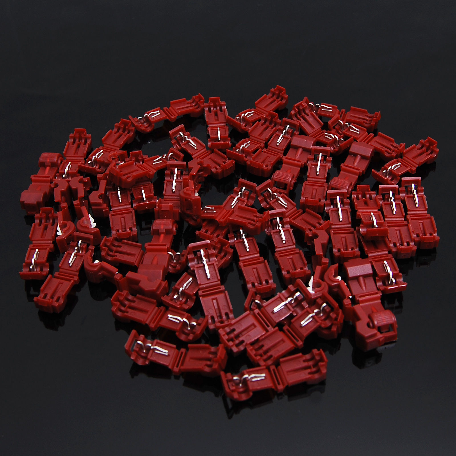 50 T-Tap Terminal Red 22-18 GA AWG Gauge Quick Wire Connector Car Audio Alarm PC