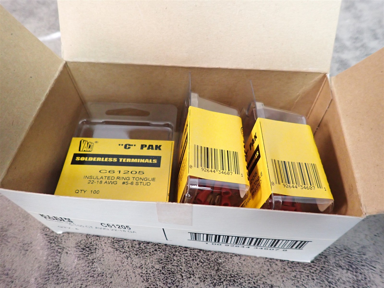 Klein/Vaco C61205 Insulated Ring Terminals 22-18 AWG, 3-100 Packs 300 Total G40
