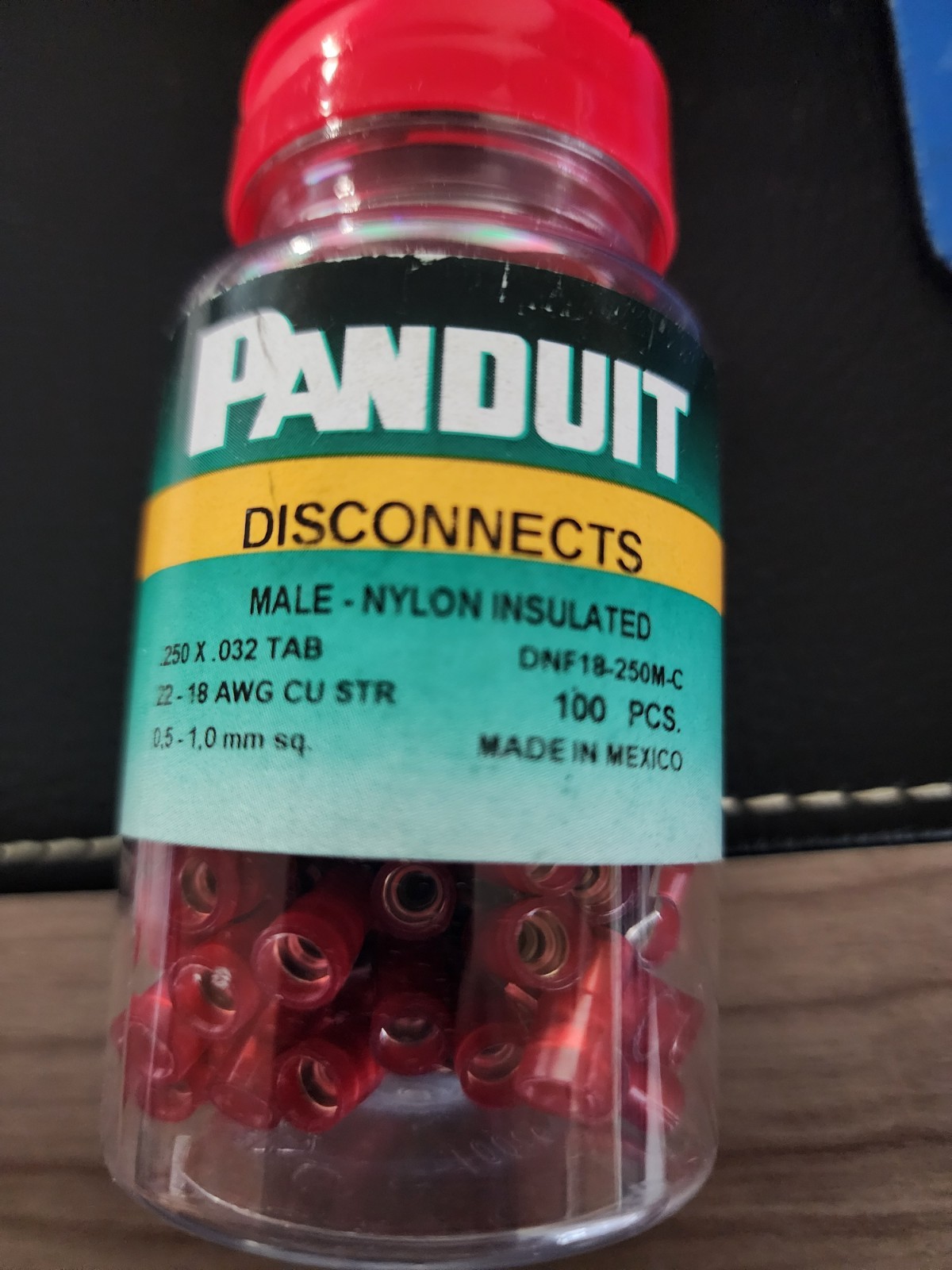 Panduit Dnf18-250M-C Male Disconnect, Red, 22-18Awg, Pk100