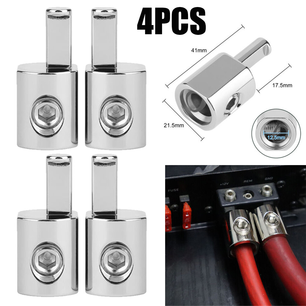 4Pc Car Audio Power/Ground 1/0 Gauge to 4 Gauge Amp Input Reducers Wire Reducer