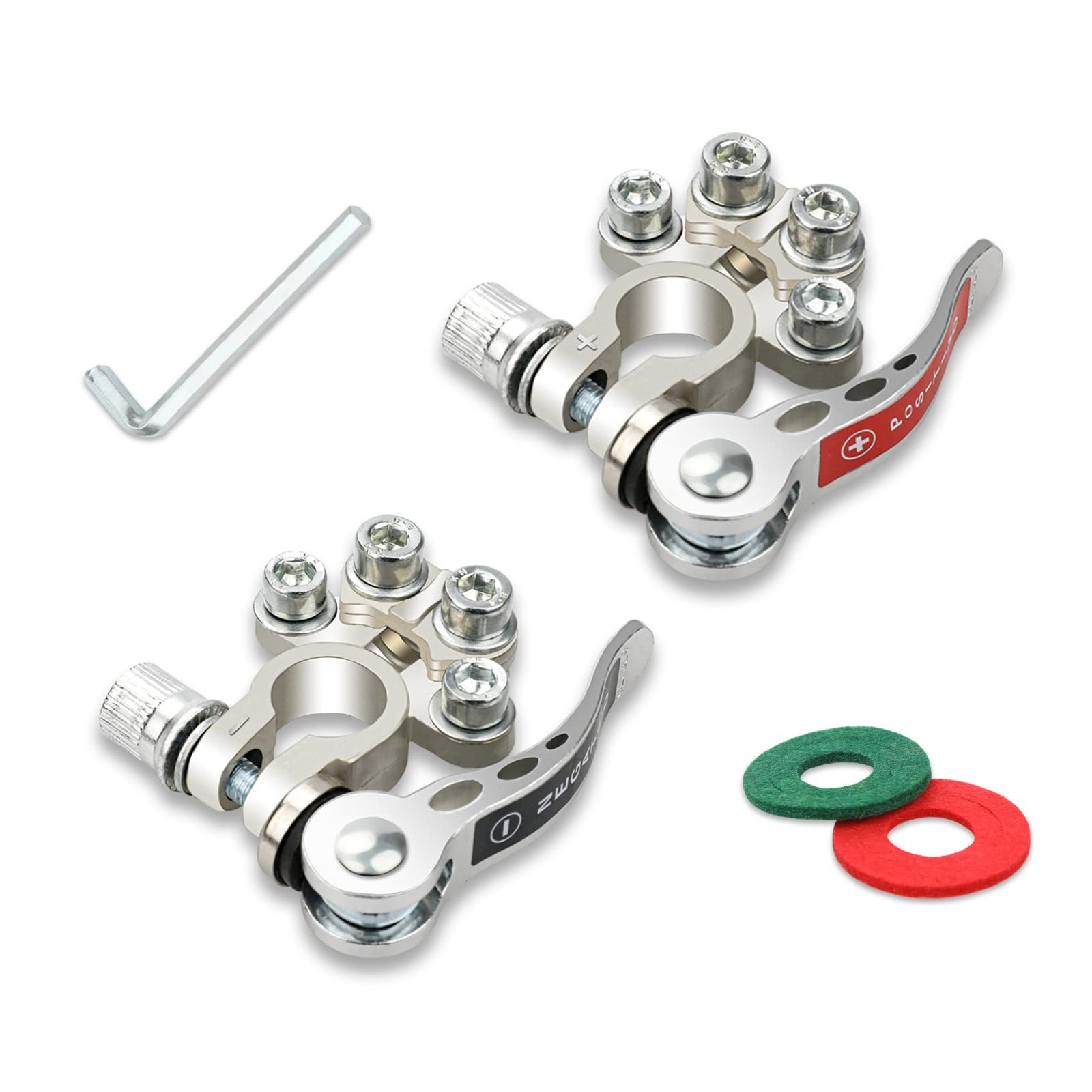 2 PCS 4-Way Quick Release Disconnect Battery Terminal Connectors Positive Neg