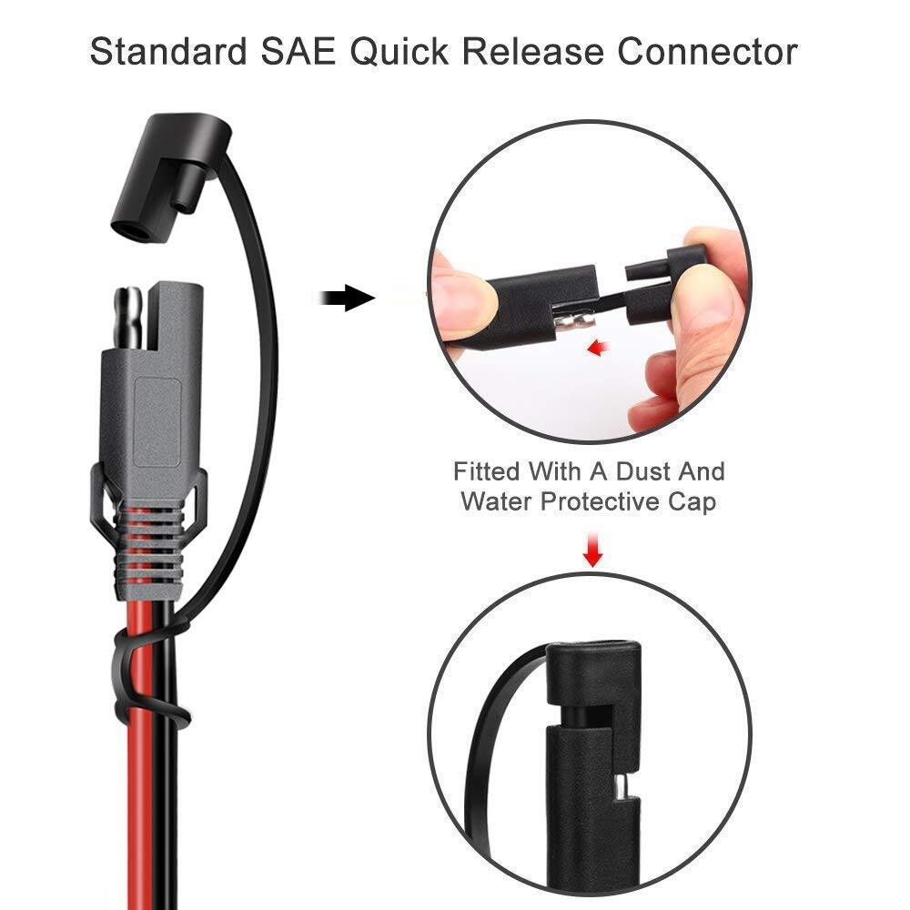 SAE to SAE Extension Cable 3 Pack 3 Feet 18 AWG 2-Pin Quick Release 12-24V