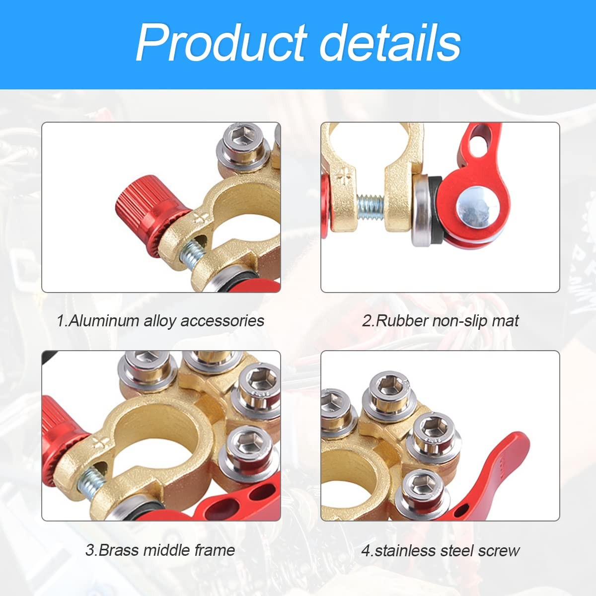 2PCS 4Way QuickRelease Car Battery Terminal Connectors