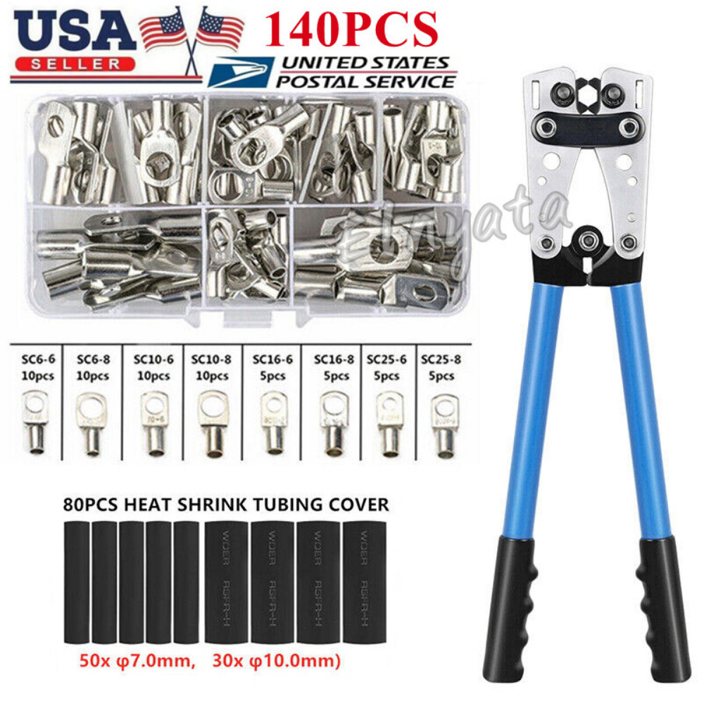 140PCS Wire Terminals SC Tinned Copper Lug Ring Wire Connectors Bare Terminals