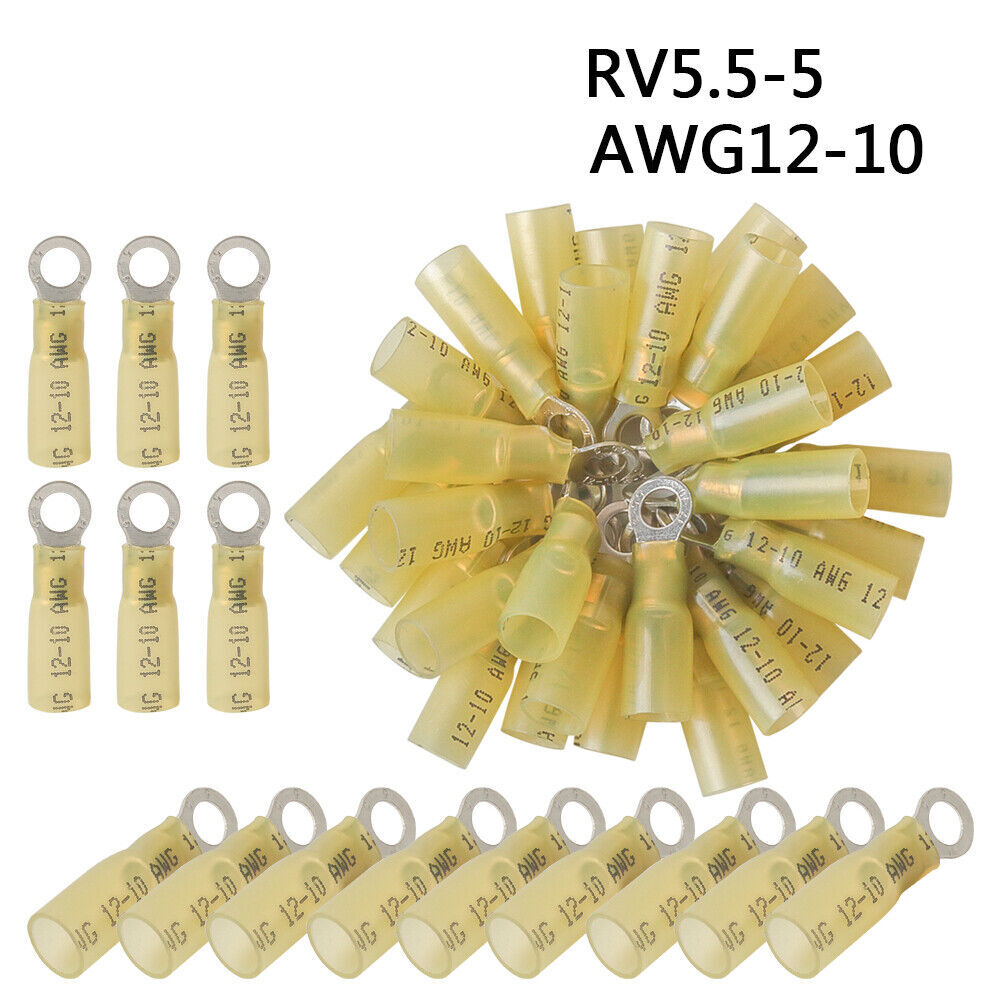 Heat Shrink Ring Terminal Wire Crimp Connectors Waterproof M5 M6 M8 M10 12-10AWG