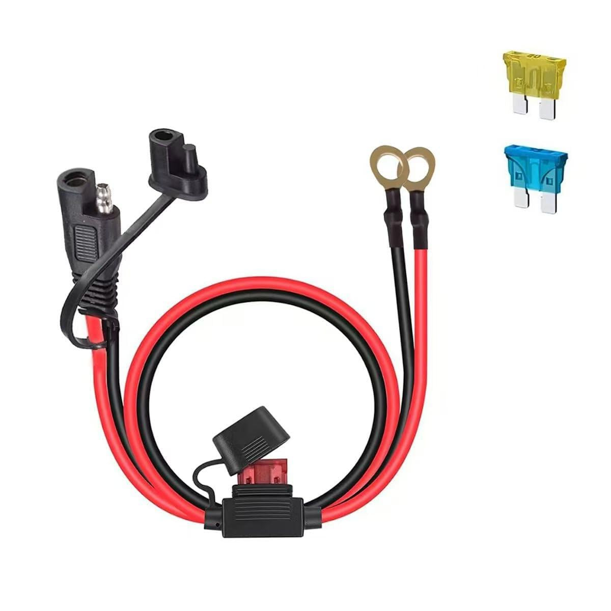 SAE Battery Connector, 2FT 10AWG SAE to O-Ring Terminal Harness, 2 Pin Quick Dis