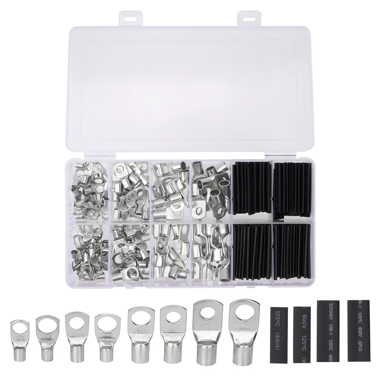280PCS Copper Battery Ring Crimp Electrical Wire Connectors Cable Lug Terminals