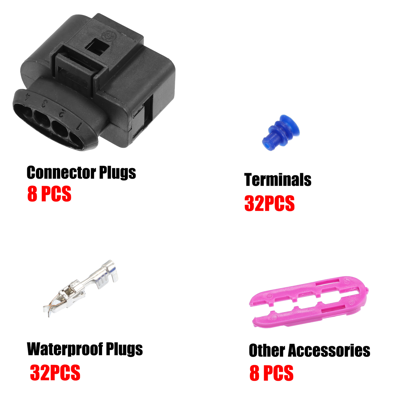 8 Set 4 Pin No.1J0973724 Coil Pack Connectors Plug for VW for Audi for Seat