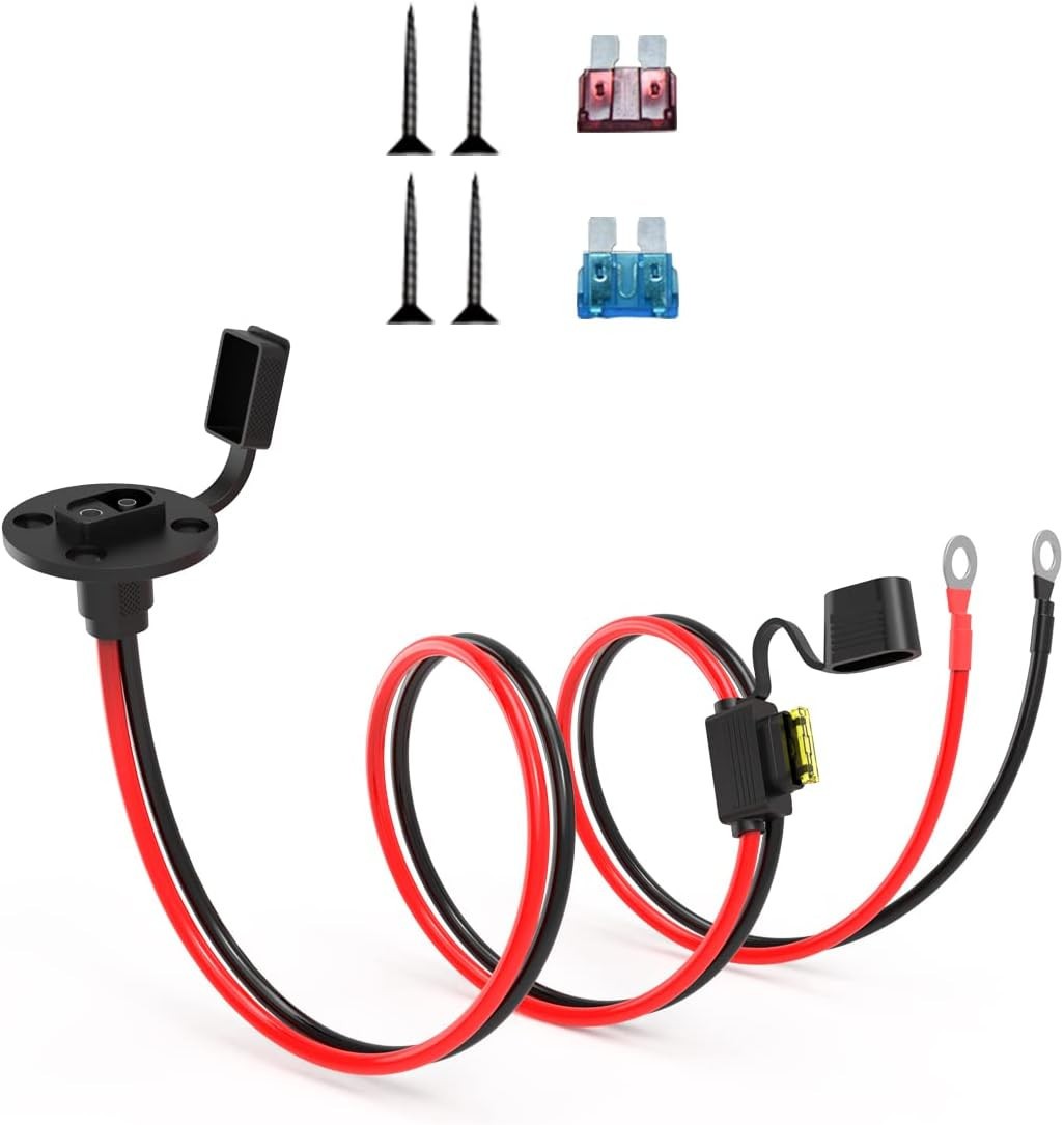 14AWG SAE Power Socket to O Ring Cable &Fuse for Solar Generator Battery Charger