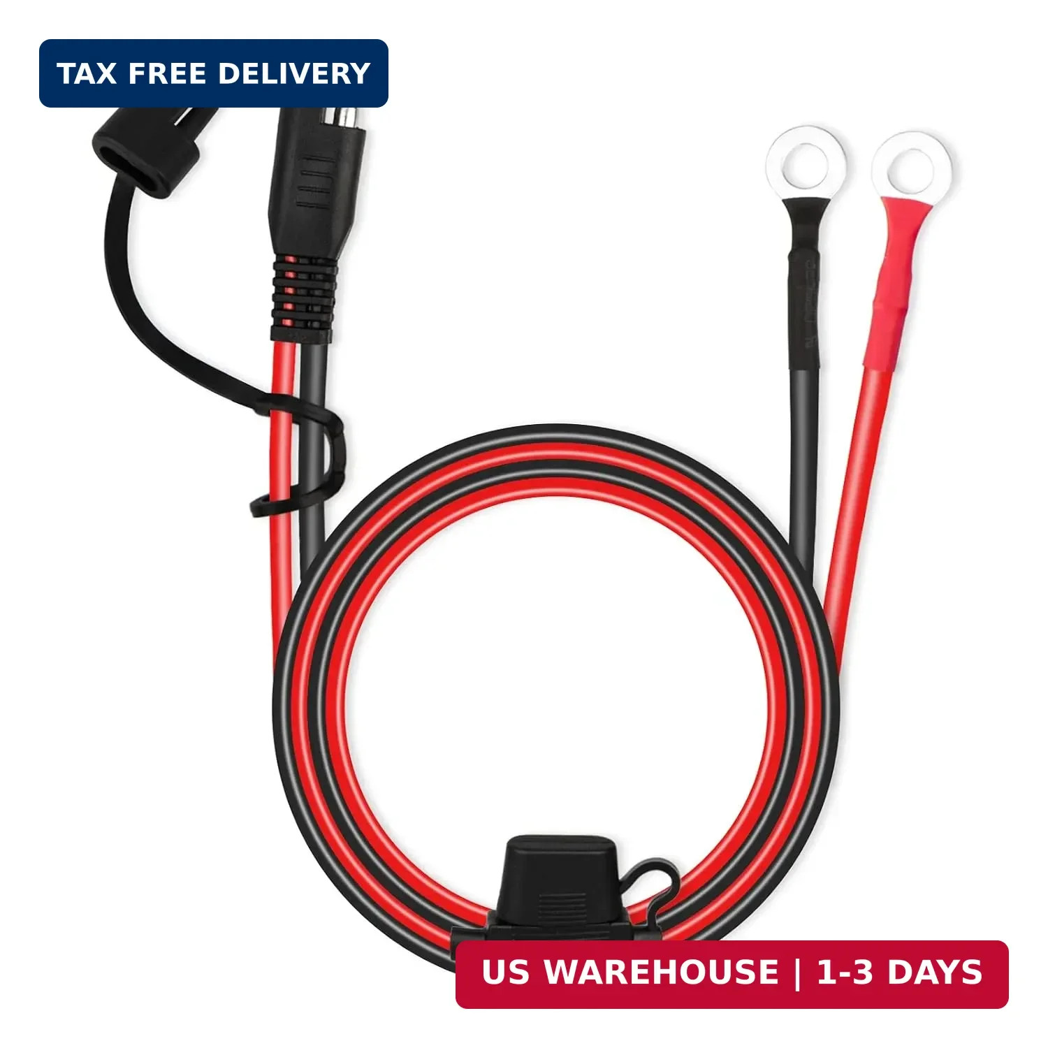 SAE Extension Cable, 2FT 10AWG SAE Battery Connector, Ring Terminal Harness Acce