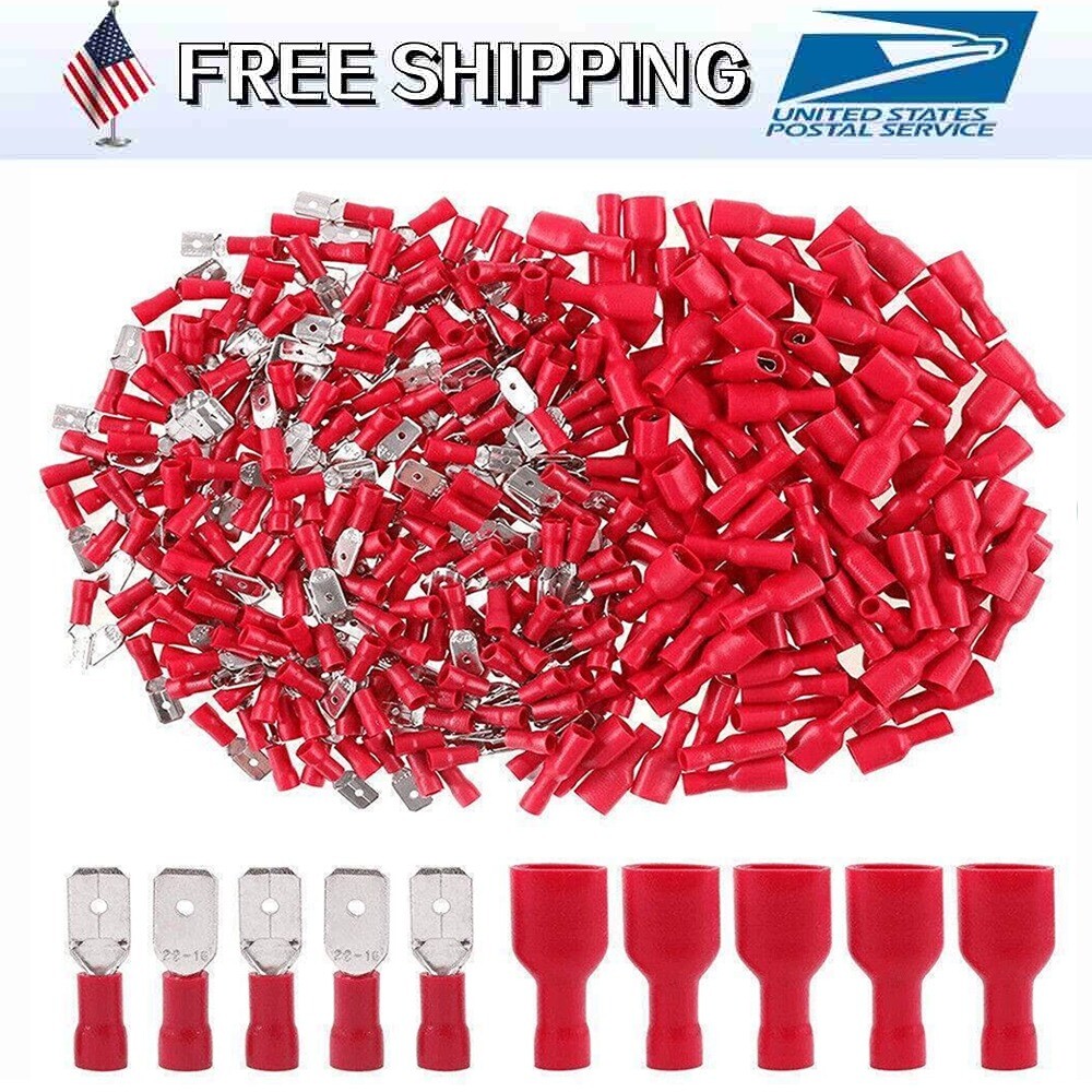 100-400x Insulated Crimp Connectors Female Male Electrical Wire Spade Terminals