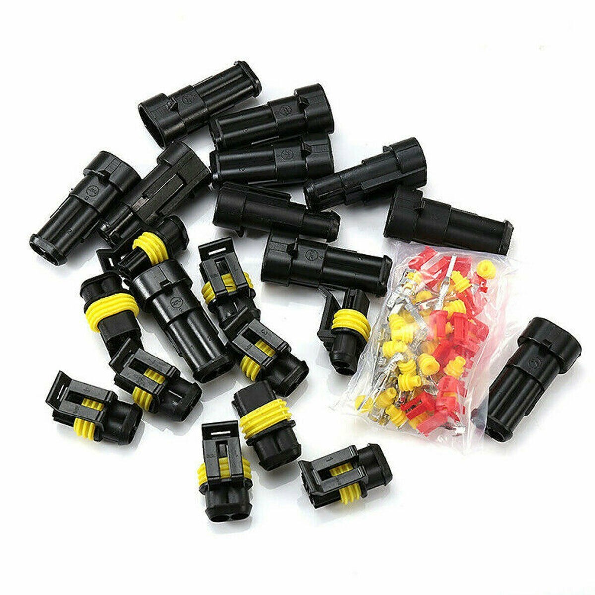2Pin Way Car Waterproof Male Female Electrical Connector Plug Wire Kit Set Lot