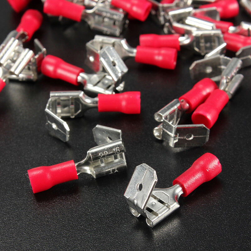 75pcs Insulated 6.3mm Piggyback Spade Crimp Terminal Connectors Assorted 1/4″