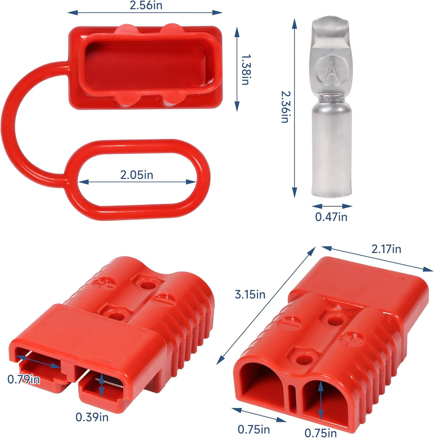 175A 600V Battery Quick Connect Disconnect Connectors 1/0 AWG Wire Harness
