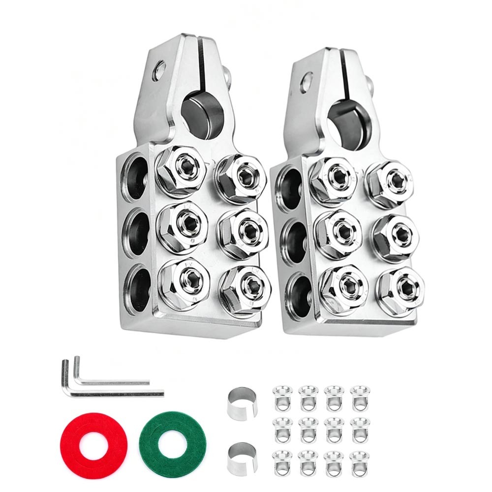 Battery Terminal Clamps 1/0 2 4 8 AWG Gauge 12Way Connectors Positive Negative